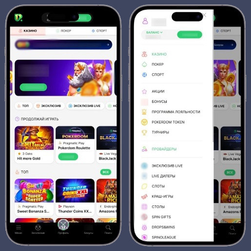 Внешний вид сайта при входе с телефона